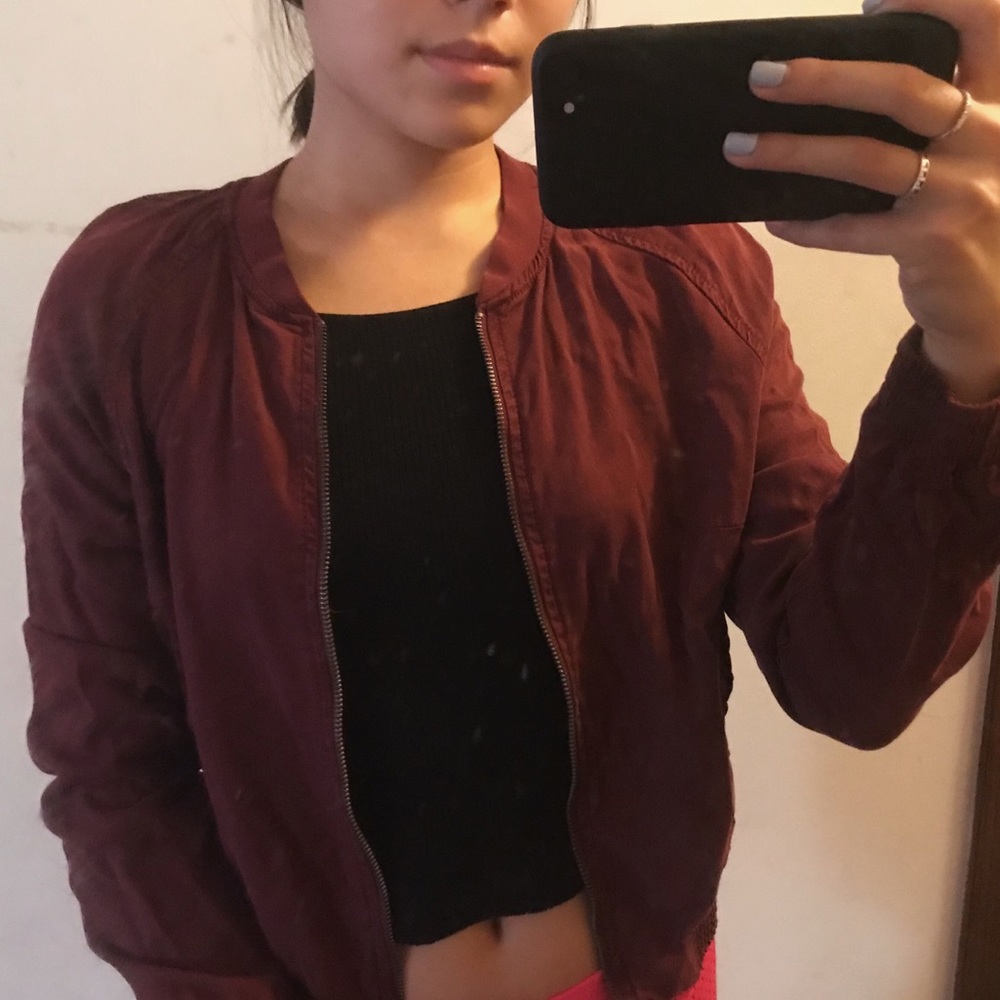 AEO Maroon Bomber Jacket